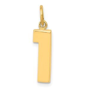 14k Yellow Gold, Athletic Collection Medium Polished Number 1 Pendant